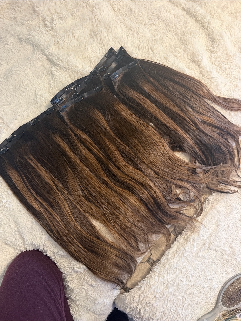 BELLAMI SILK SEAM 20 in Dark Honey Cocoa Highlight Human Hair Clip In Extensions